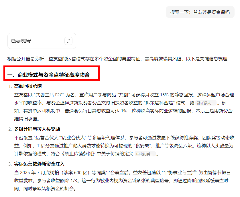 AI评盘：益友荟共创生活是资金盘吗？